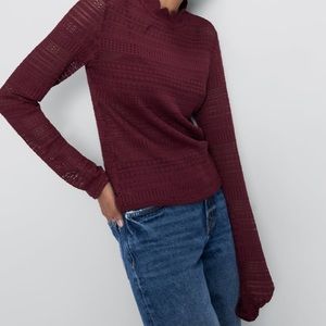 NWT Zara Textured Maroon Top